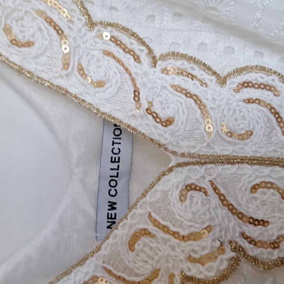 NWOT[M] Ivory Dress Gold Accenct Brocade - Picture 6 of 9